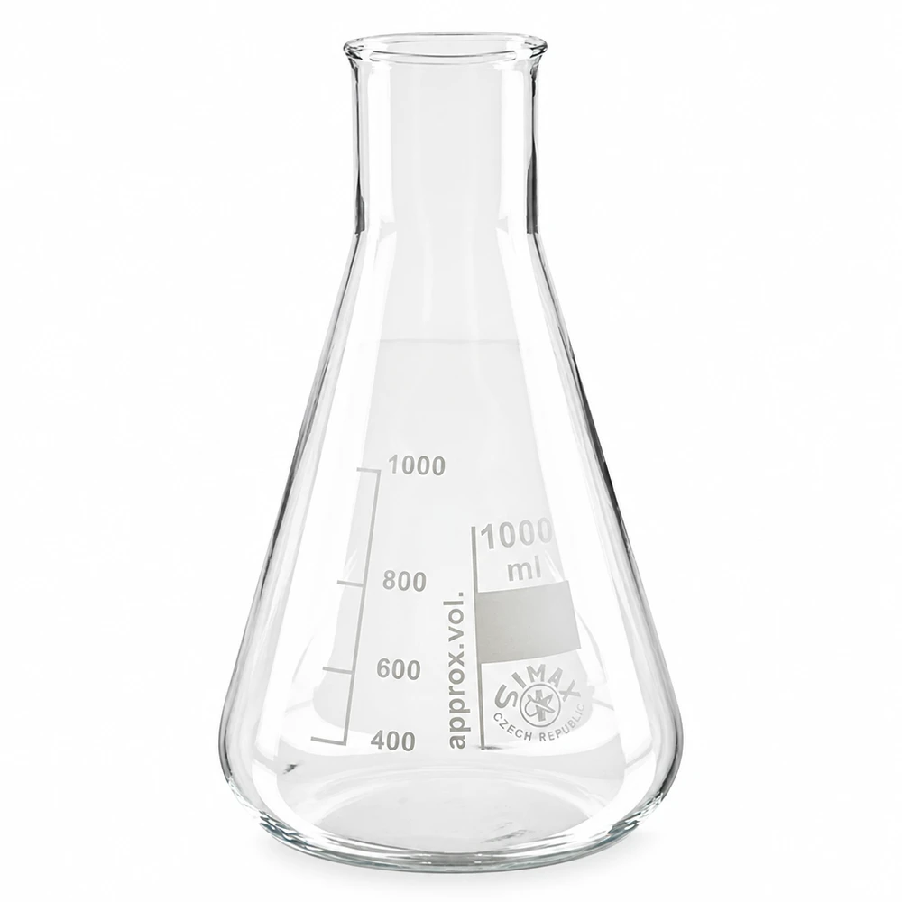 Erlenmeyer 300ml wijde hals borosilicaat met afgeronde rand