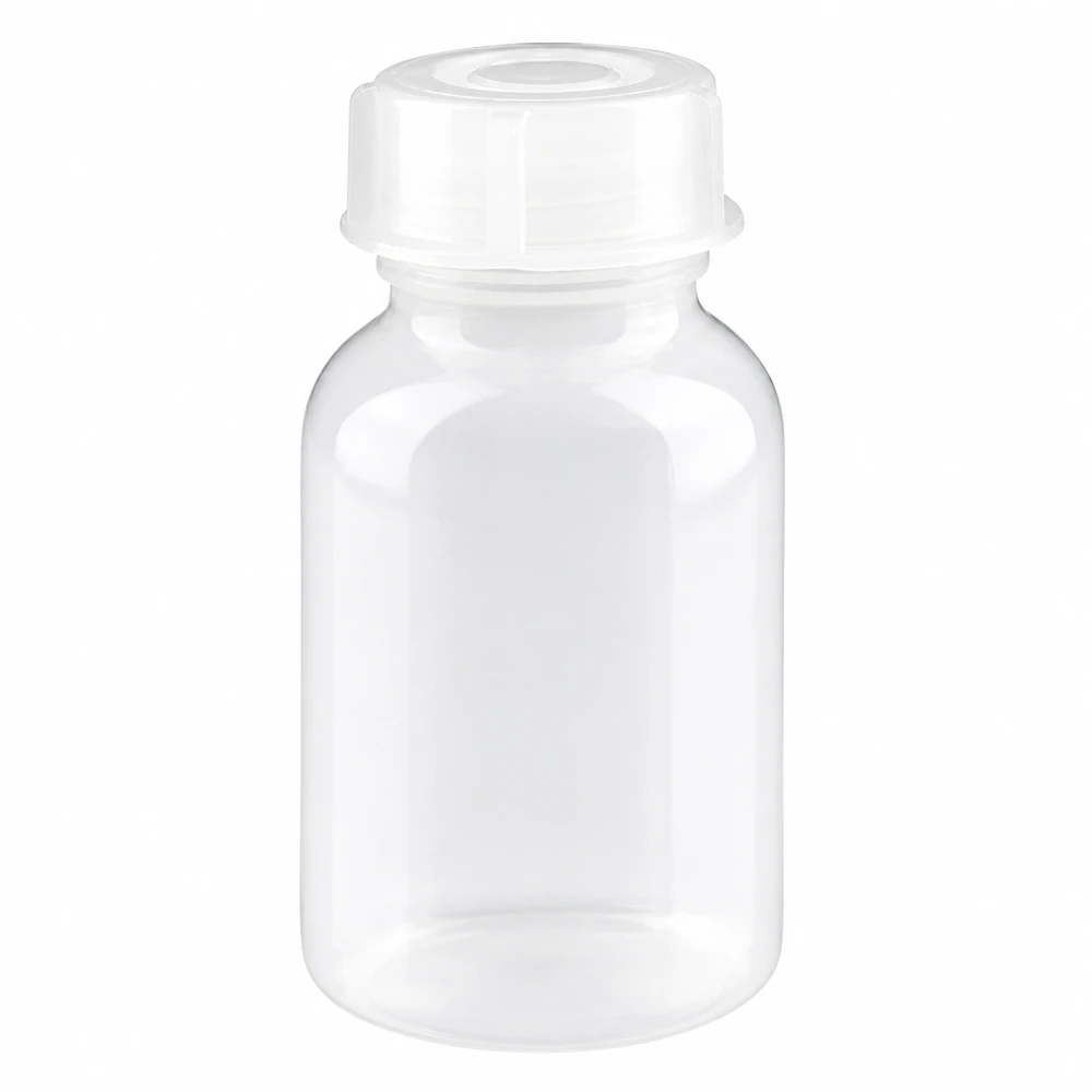 Wijde hals laboratoriumfles 100ml met sluiting Cilindrische, transparante 100 ml-fles met wijde hals en schroefdop voor laboratoriumtoepassingen
