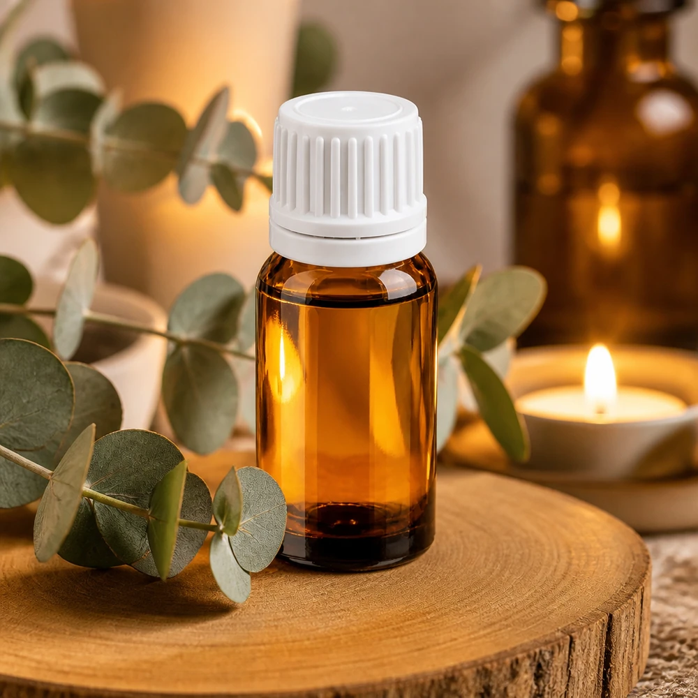 Hoogwaardig 10ml flesje gemaakt van UV-beschermend amberkleurig glas met veilige witte schroefdop
