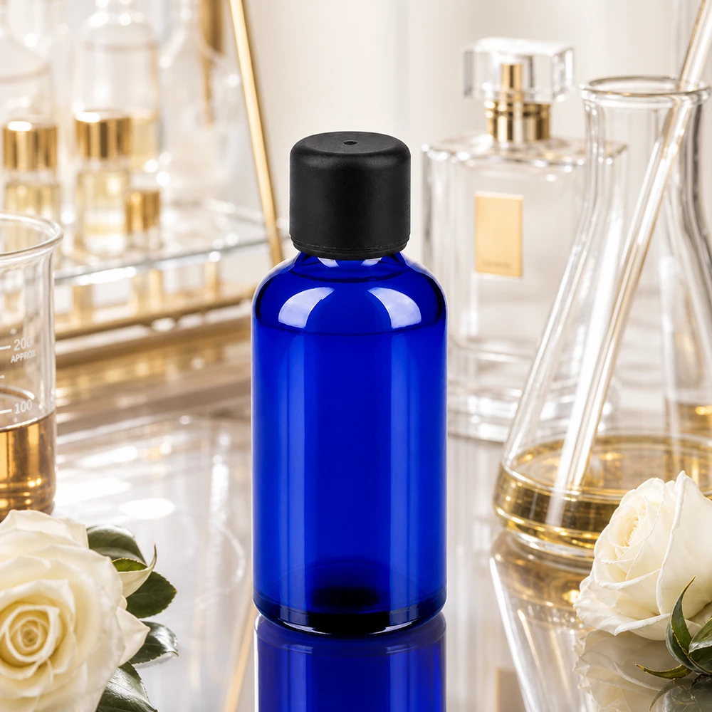 Handige druppelflacon 50ml van stevig borosilicaatglas met ergonomische dop voor eenvoudig gebruik