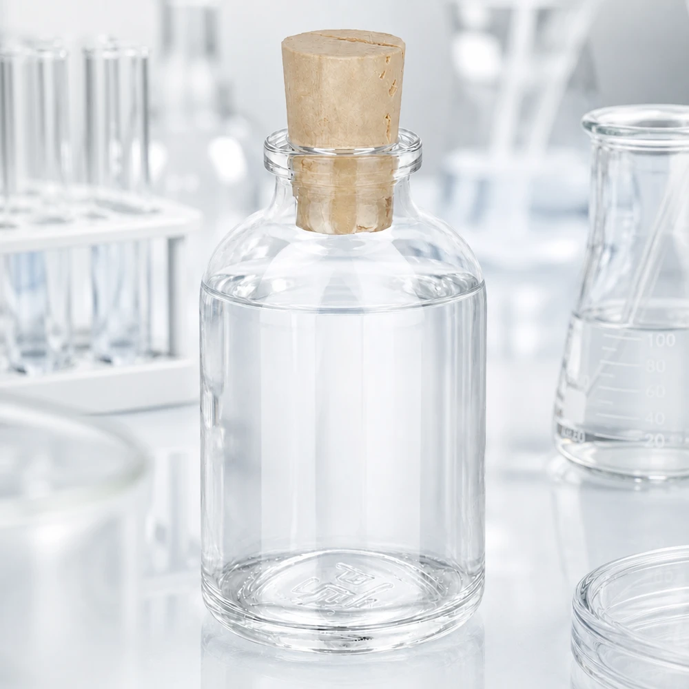 Injectiefles helder glas 50ml met kurk 11/14mm Rechteckige Klarglasflasche 50ml mit Korken 11/14mm für Labor und Apotheke
