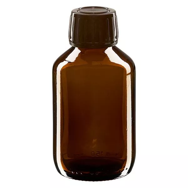 150ml Euro-medicijnfles bruin met bruine schroefsluiting VR