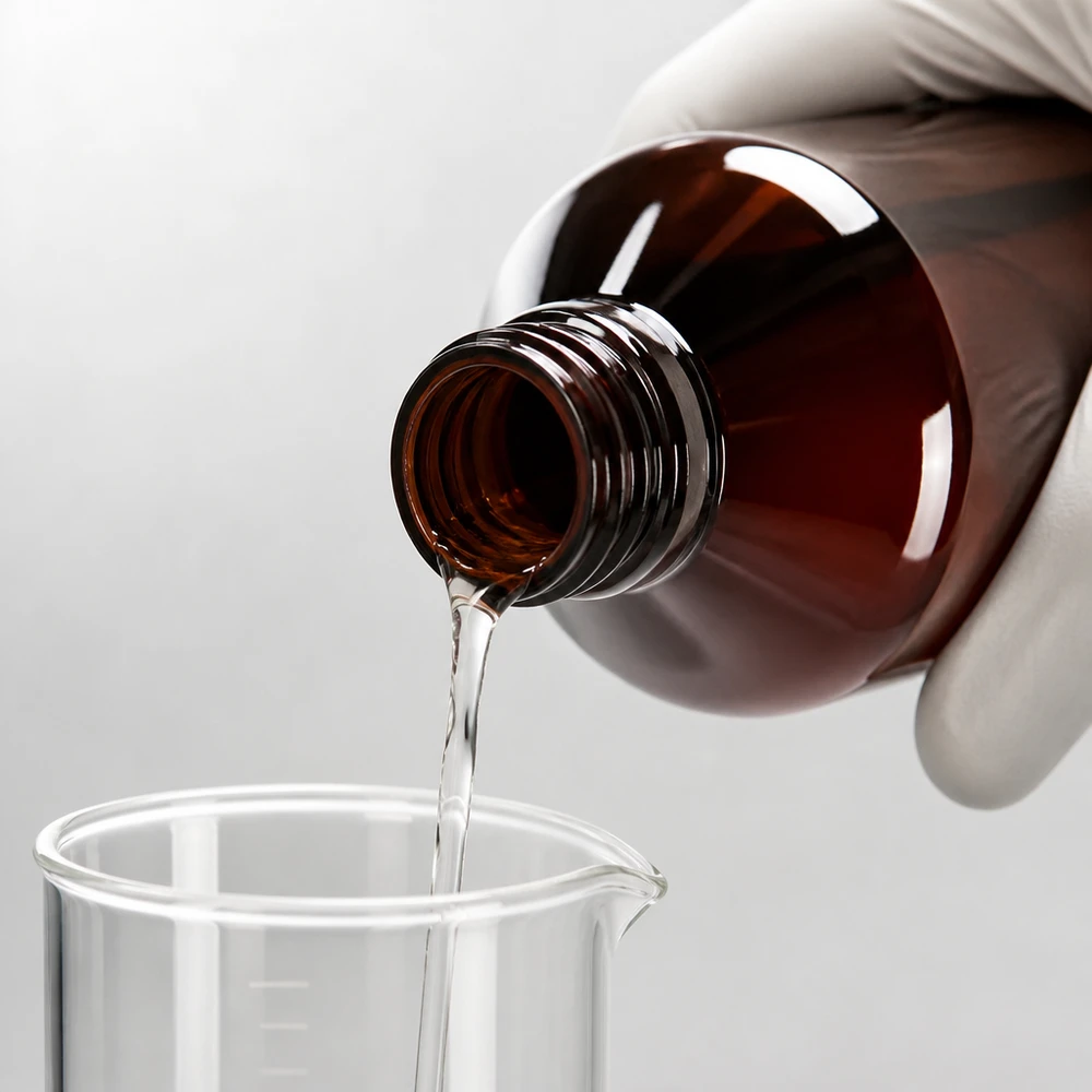 1000 ml PET medicijnfles met verstuiver zwart GCMI 28/410 incl. dop transparant, standaard Bruine PET-plastic fles van 1000 ml met schroefdop voor professioneel doseren in het laboratorium