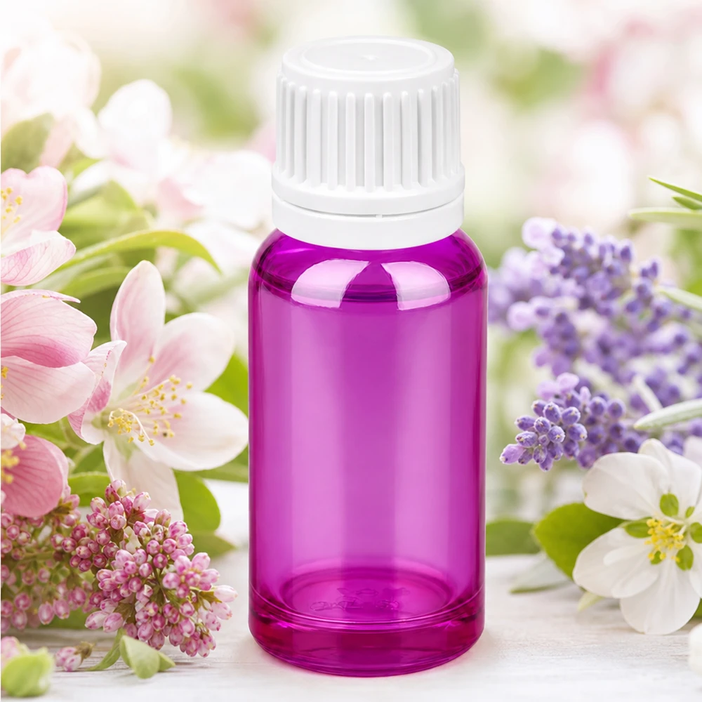 20ml fles 11mm witte originaliteit schroefdop PurpleLine UT18/20 Handig flesje van 20 ml in elegant violet met praktische druppeldop voor mobiel gebruik