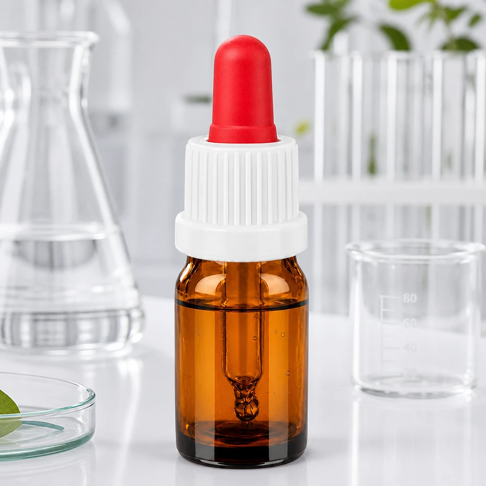 Professionele 5ml laboratoriumfles van UV-beschermend glas met druppelpipet voor wetenschappelijke toepassingen