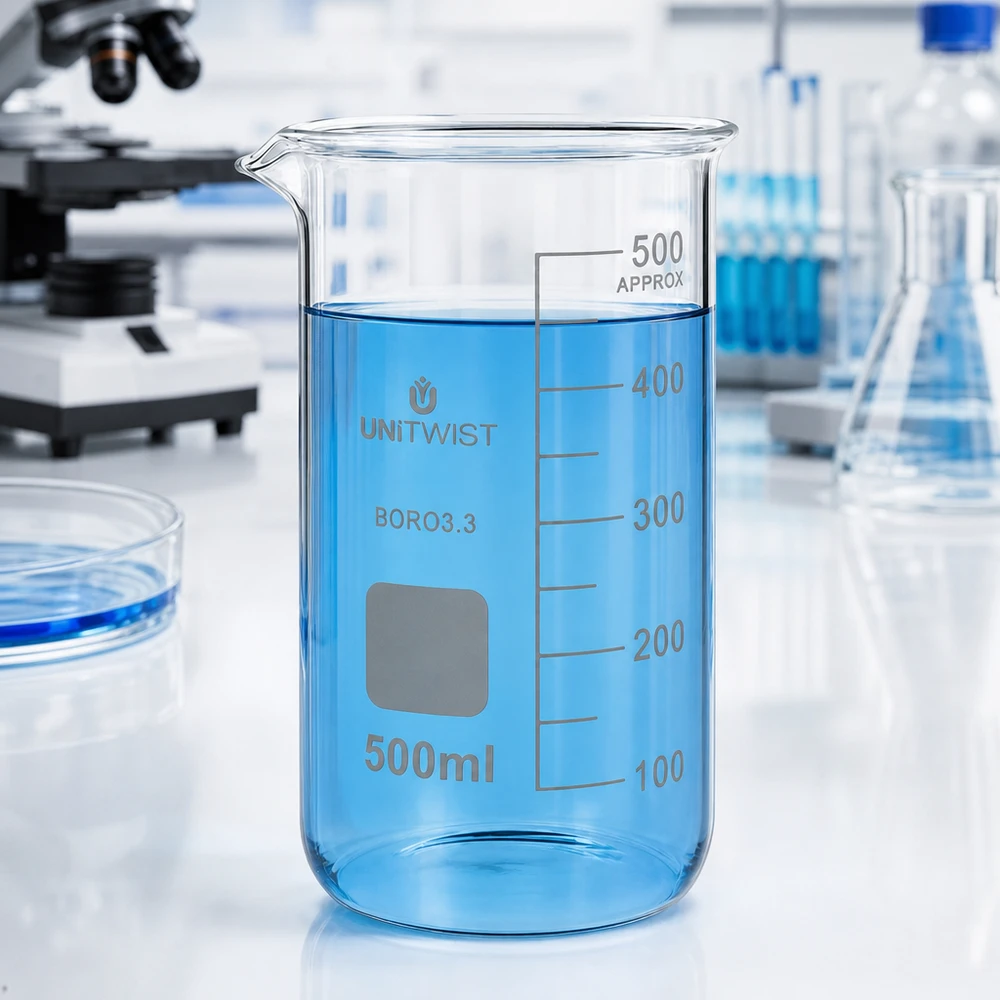 Chemiebestendige bekerglas van 500 ml, hoge uitvoering, borosilicaat, voor laboratoriumtoepassingen