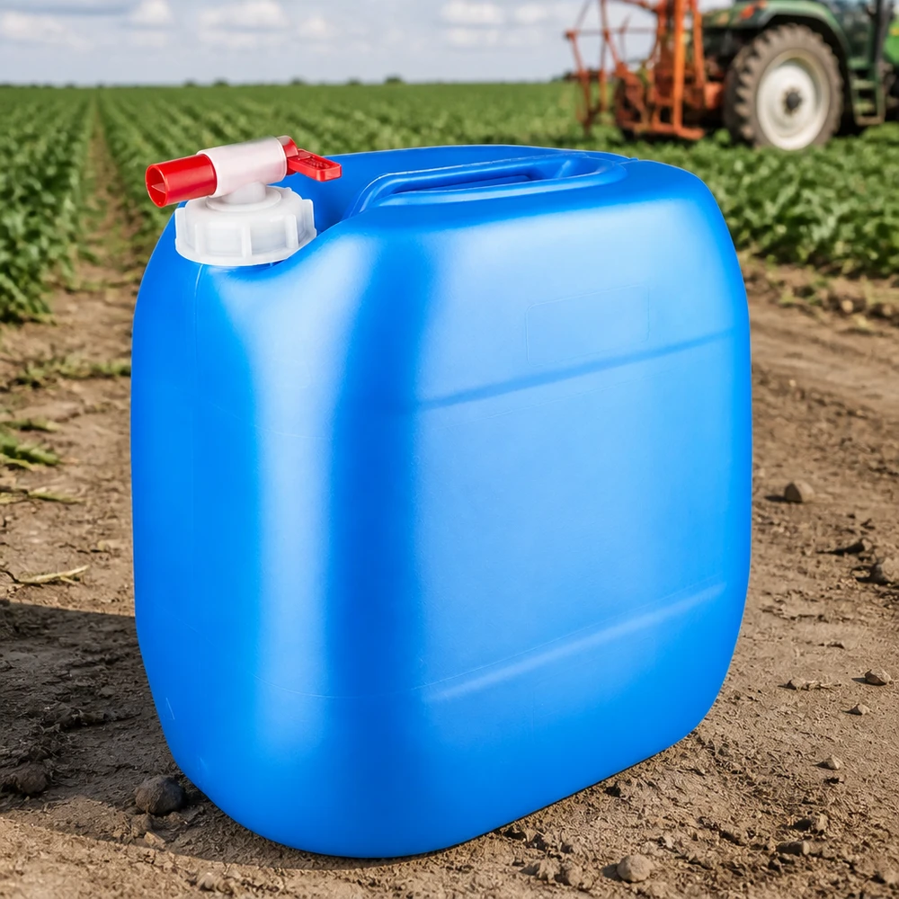 Stevige vloeistofkan van 30 liter voor de landbouw, met een handige doorstroomkraan
