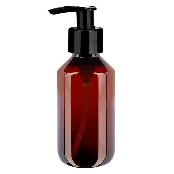 PET-fles 200ml met dispenserpomp zwart PET-fles 200ml met dispenserpomp zwart
