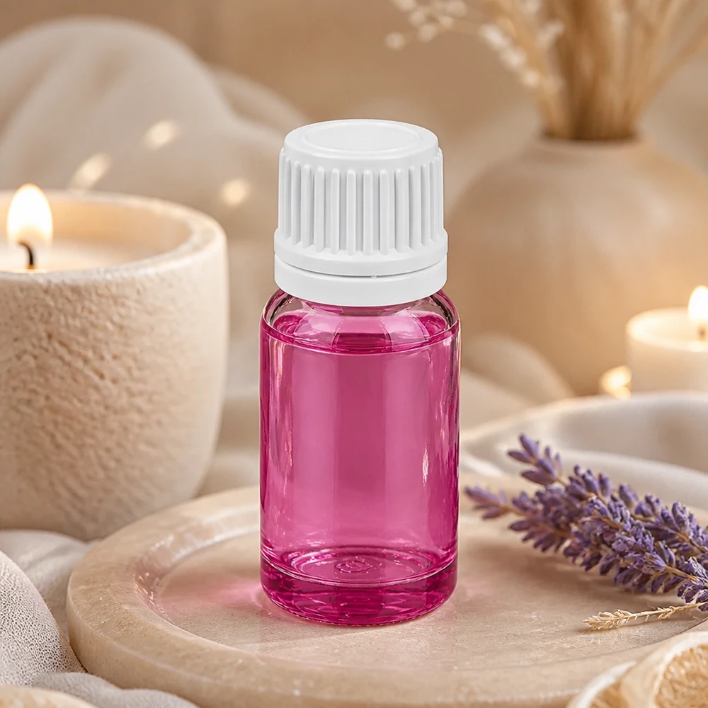 10ml flesje 11mm schroefdop wit Originality schroefdop PurpleLine UT18/10 Elegant glazen flesje van 10 ml in paars met wit ontwerp, perfect voor spa en wellness-toepassingen