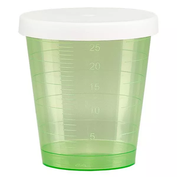 Medicijnbeker 30ml incl. klikdeksel (geneesmiddelenbeker/jeneverbeker) kleur: groen Medicijnbeker 30ml incl. klikdeksel (geneesmiddelenbeker/jeneverbeker) kleur: groen