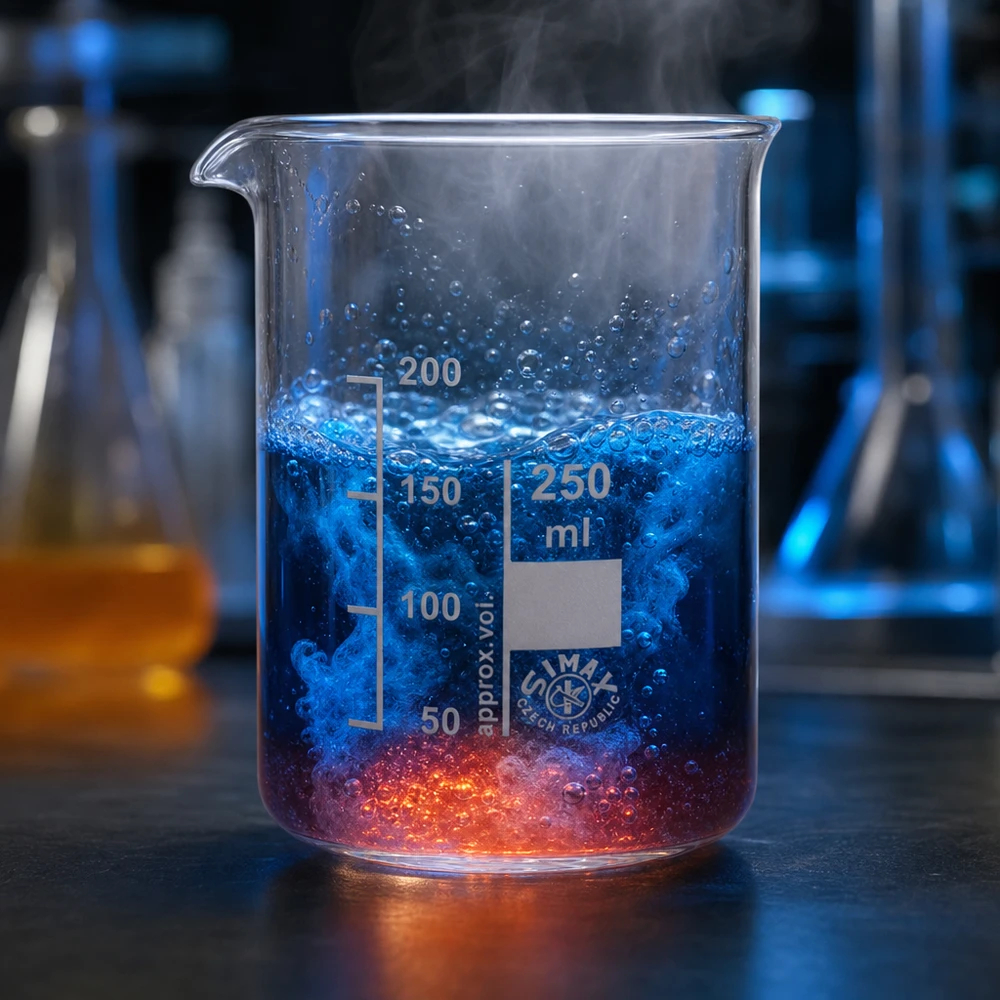 Hittebestendig borosilicaatglas bekerglas van 250 ml voor experimenten met gekleurde reactieoplossingen