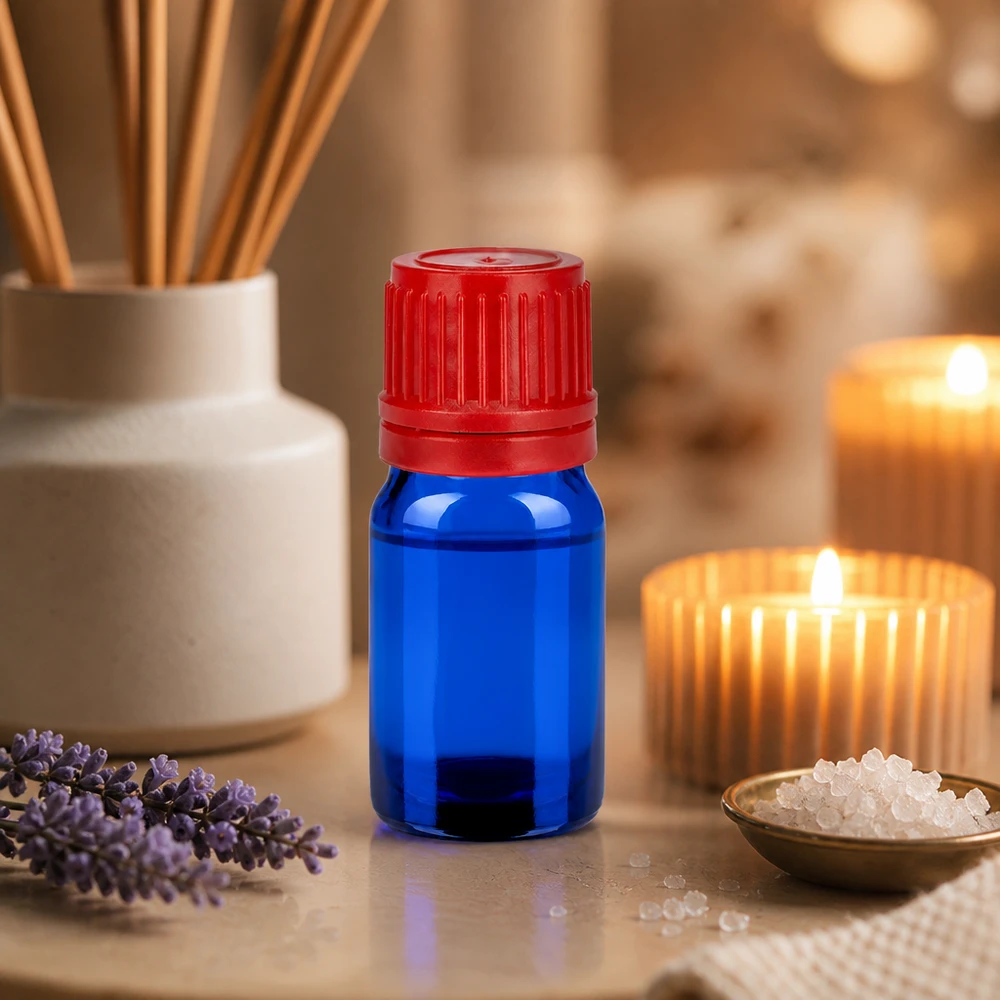 Lichtbeschermd 5ml flesje van kobaltglas, ideaal voor gevoelige stoffen BlueLine UT18/5