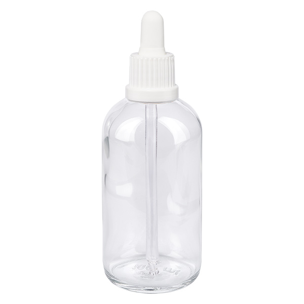 100ml pipetfles wit OV ClearLine UT18/100 ClearLine-pipetflesje van 100 ml, van helder glas met een witte druppelaar