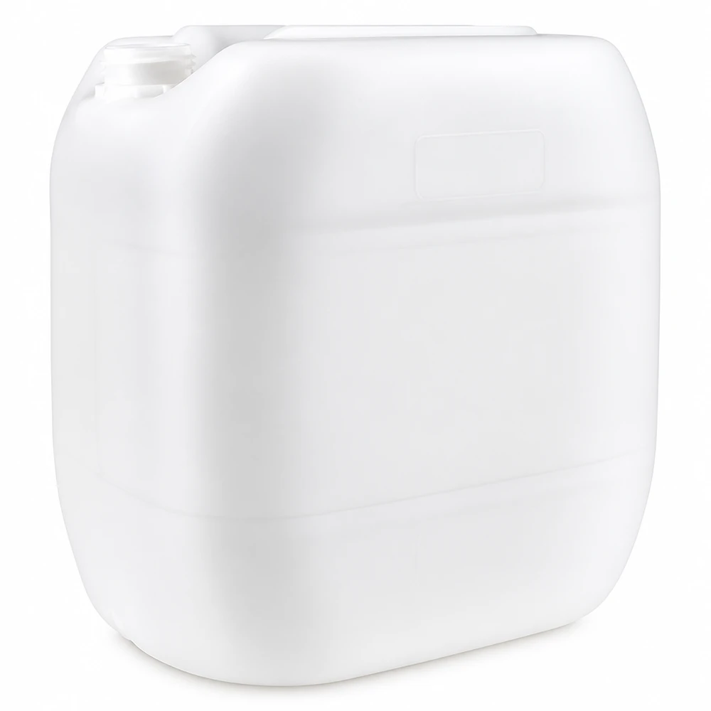 Grote witte industriële jerrycan van 30 liter zonder sluiting, met geïntegreerde draaggreep aan de bovenkant
