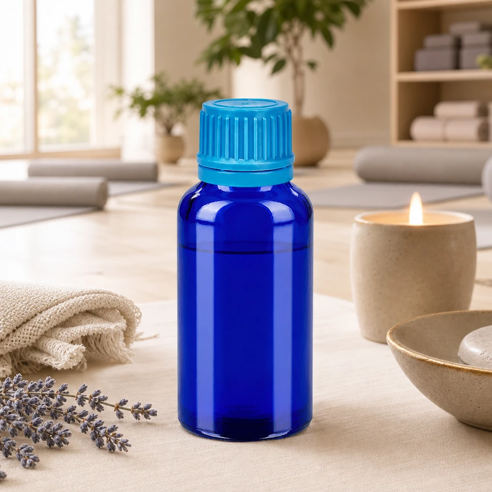 30ml flacon 11mm SV blauw OV BlueLine UT18/30 Professioneel 30ml flesje met kindveilige dop voor therapeuten en alternatieve behandelaars