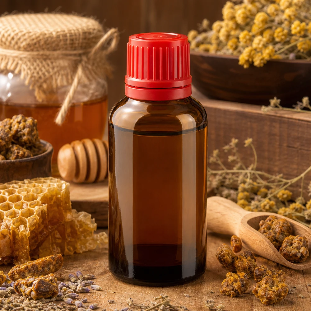 Precies 30ml glazen flesje met UT18/30 schroefdraad en rode verzegelstop voor apotheek