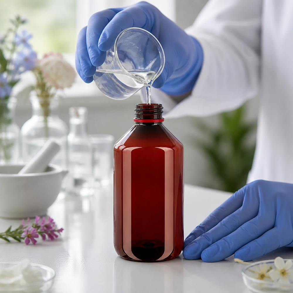 PET-fles 500ml met wit/rode dop OV Bruine PET-fles met brede hals, 500 ml, met fraudebestendige sluiting voor geneesmiddelen en natuurlijke extracten