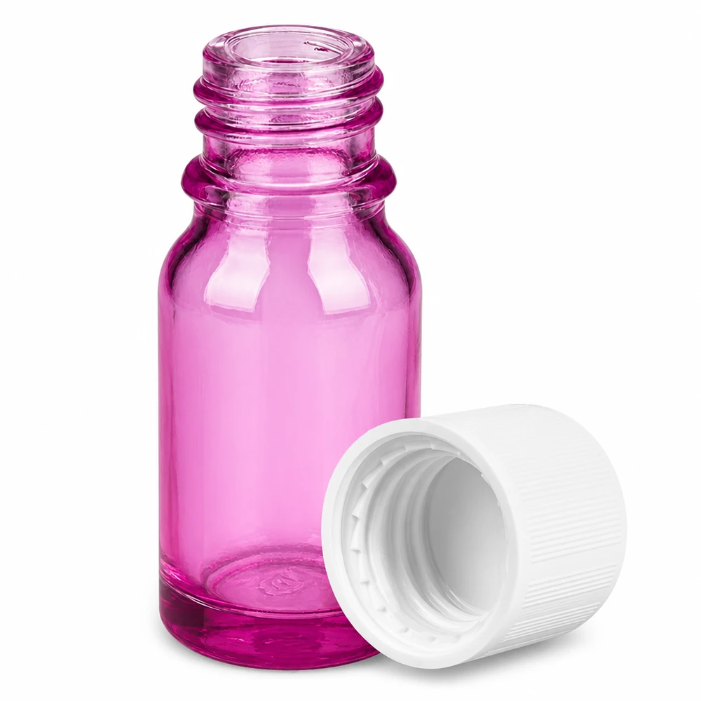 Hoogwaardige glazen fles van 10 ml met 11 mm hals in paarse look voor laboratorium- en farmaceutisch gebruik