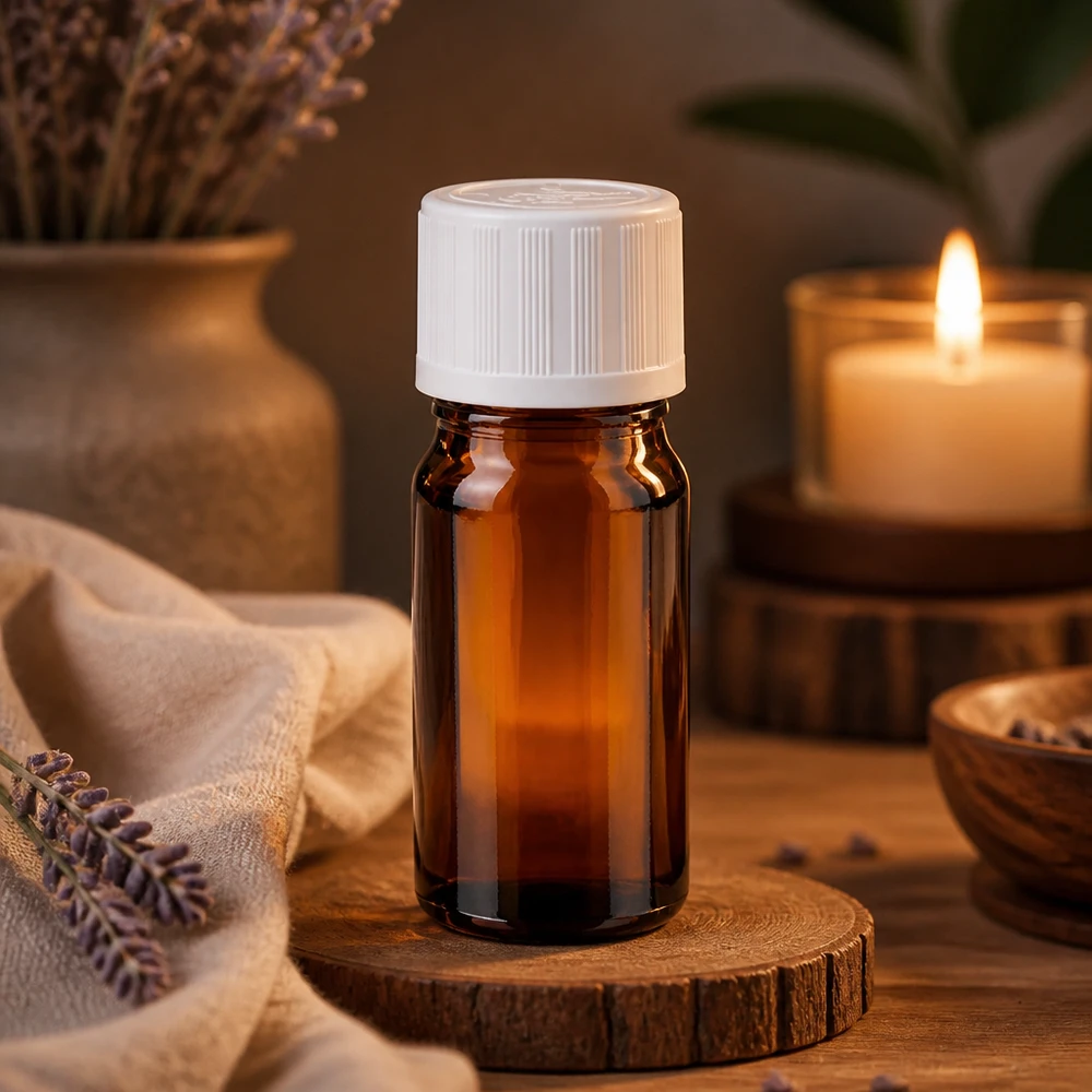 Bruine glazen fles 5ml met wit schroefsluiting kinderslot St Apothekersflesje van 5 ml met UV-bescherming en een witte kindveilige sluiting voor terpenen en extracten