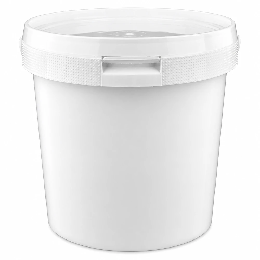 Seau 2.5L en plastique blanc PP avec couvercle Kleine witte emmer van 2,5 l, gemaakt van PP-kunststof, met deksel, voor opslag en transport