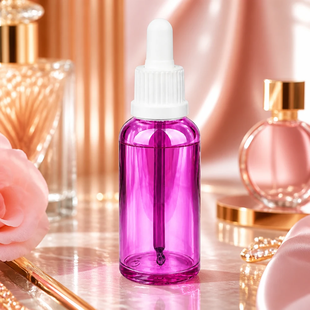 50 ml pipetfles wit Originality schroefdop PurpleLine UT18/50 Paarse doseerfles van 50 ml met hygiënische witte druppelaar voor schone toepassing