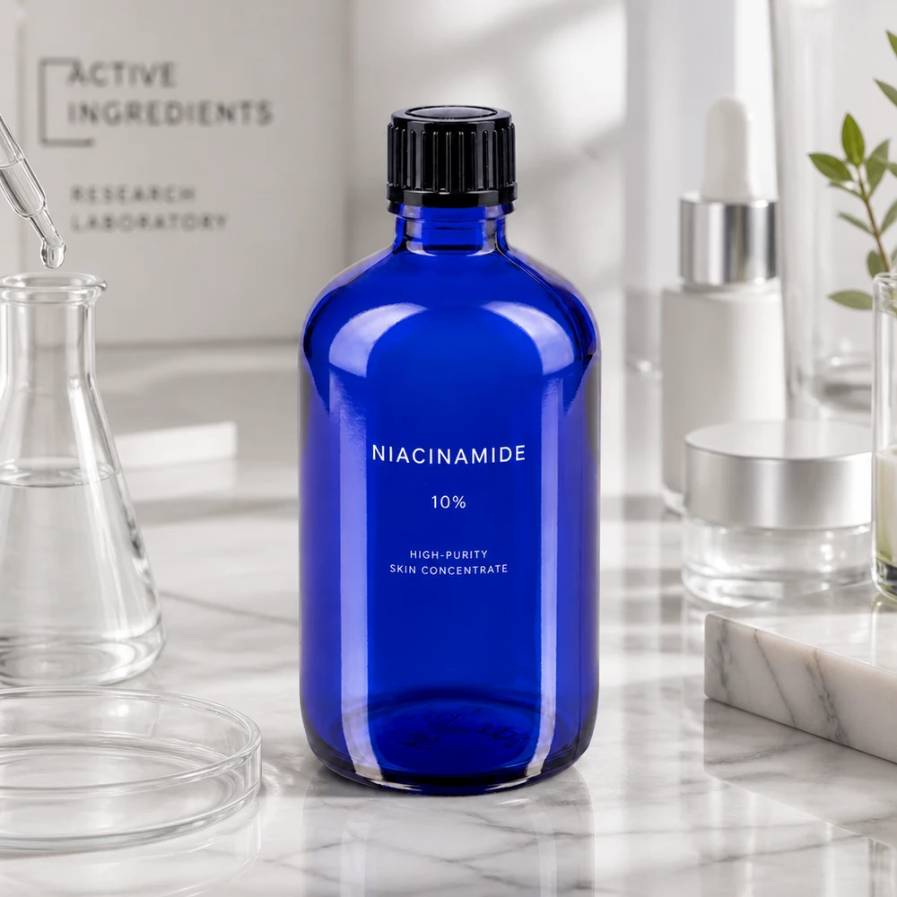 Blauwe glazen flessen 100ml met zwart druppelsluiting 1mm St UV-beschermende apothekersfles in blauw, 100 ml, met zwarte dop voor gevoelige werkzame stoffen