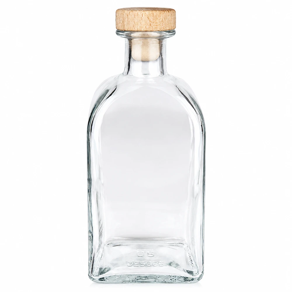 500 ml apothekersfles Julia met houten handvat en kurk UNiTWIST® 500ml glazen fles Julia met houten handvat kurk UNiTWIST transparant leeg Product foto vrijstaand