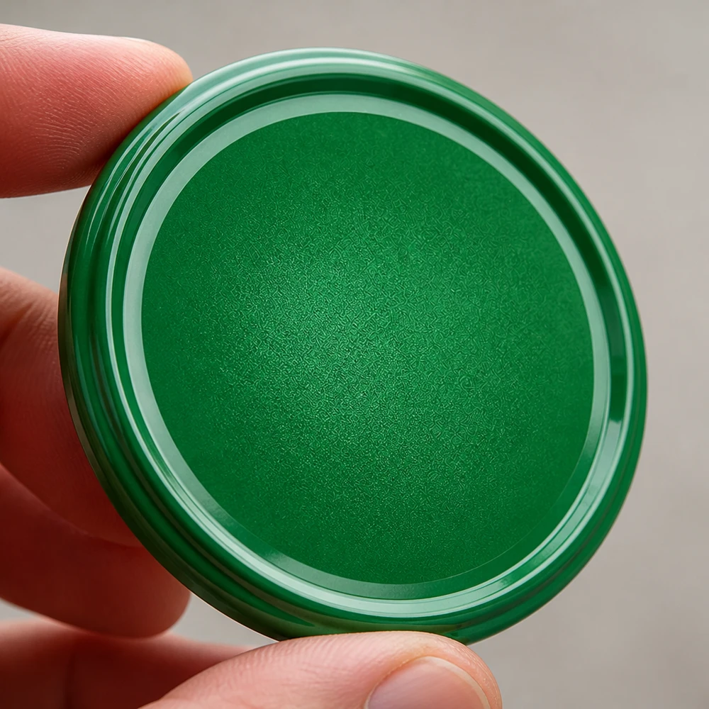 82mm BasicSeal deksel groen (TO82) UNiTWIST Vingergreep op groene metalen deksel 82 mm TO82 BasicSeal inmaakdeksel UNiTWIST