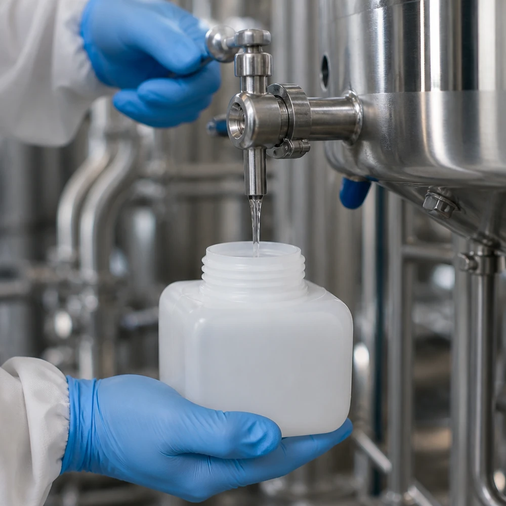 Vierkante PE-HD-flessen met brede hals, 250 ml, voor monstername, industriële containers, cleanroomhandschoenen