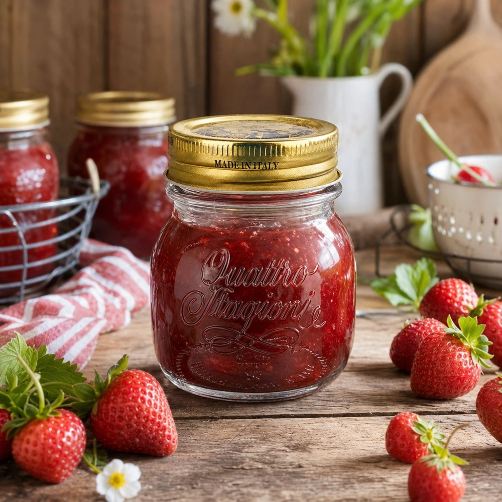 150 ml rond glas "Quattro Stagioni" met deksel
