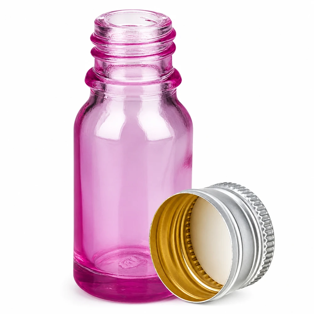 10ml flesje 11mm aluminium-zilver schroefdop standaard PurpleLine.UT18/10 Handig 10ml glazen flesje in magenta met professionele 11mm standaard schroefdraad