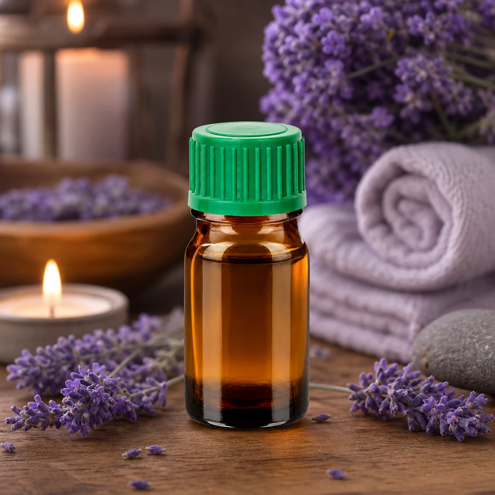 Compact glazen flesje van 5 ml met groene dop, ideaal voor cosmetica- en huidverzorgingstoepassingen