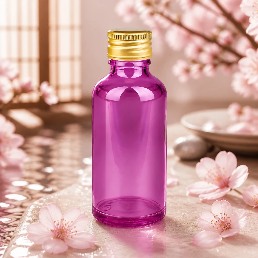 50ml flacon 11mm schroefdop aluminium gouden standaard PurpleLine. UT18/50 Apothekersfles 50ml in paars met traditionele schroefdop voor medische toepassingen