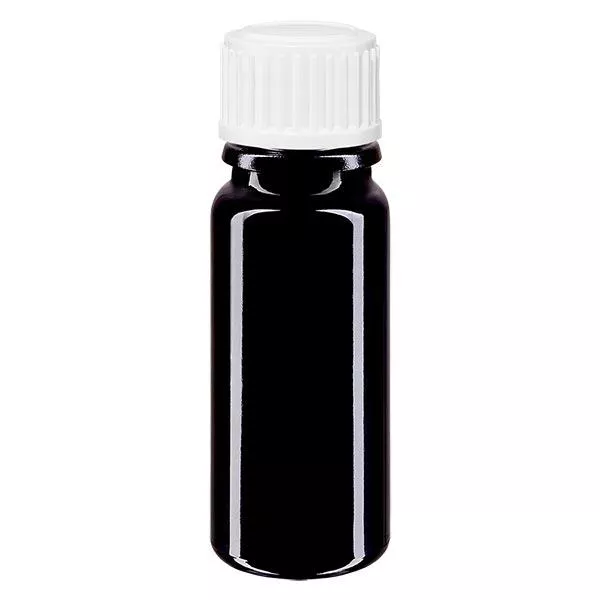 Violetglas fles 10ml DIN 18 met wit druppelsluitig 0.8mm St Violetglas fles 10ml DIN 18 met wit druppelsluitig 0.8mm St