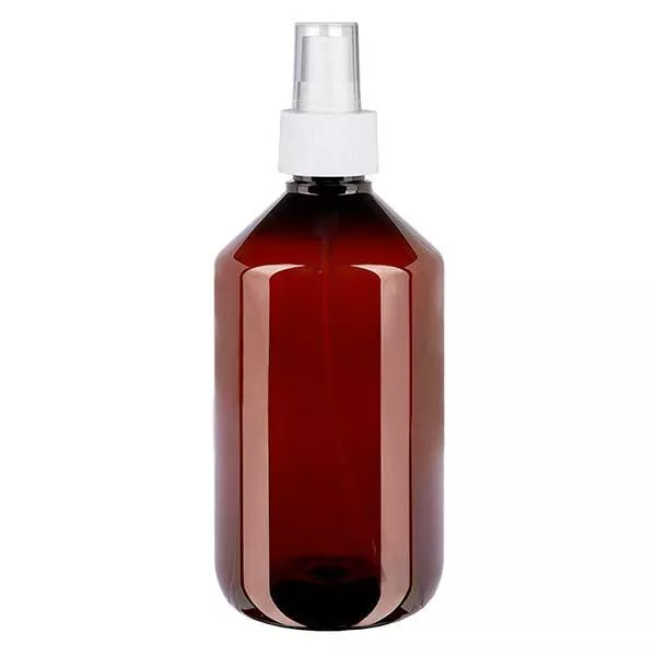 500 ml PET medicijnfles met verstuiver wit GCMI 28/410 incl. dop transparant, standaard 500 ml PET medicijnfles met verstuiver wit GCMI 28/410 incl. dop transparant, standaard