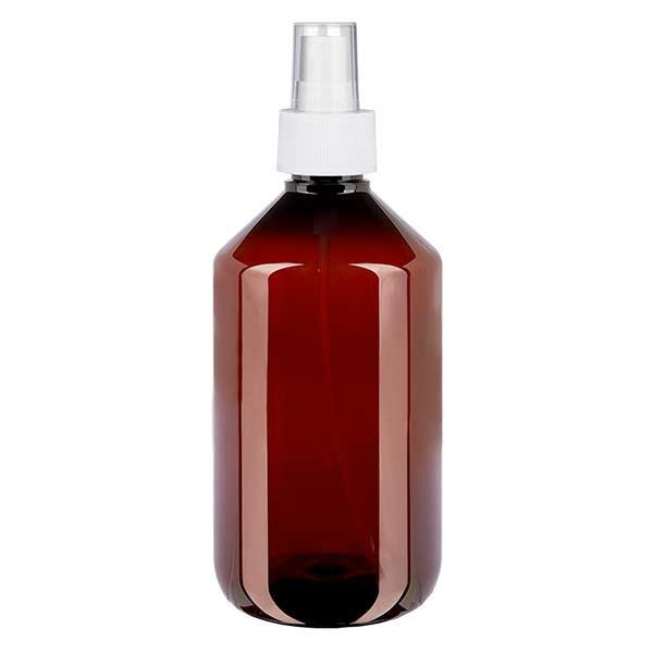 500 ml PET medicijnfles met verstuiver wit GCMI 28/410 incl. dop transparant, standaard 500 ml PET medicijnfles met verstuiver wit GCMI 28/410 incl. dop transparant, standaard