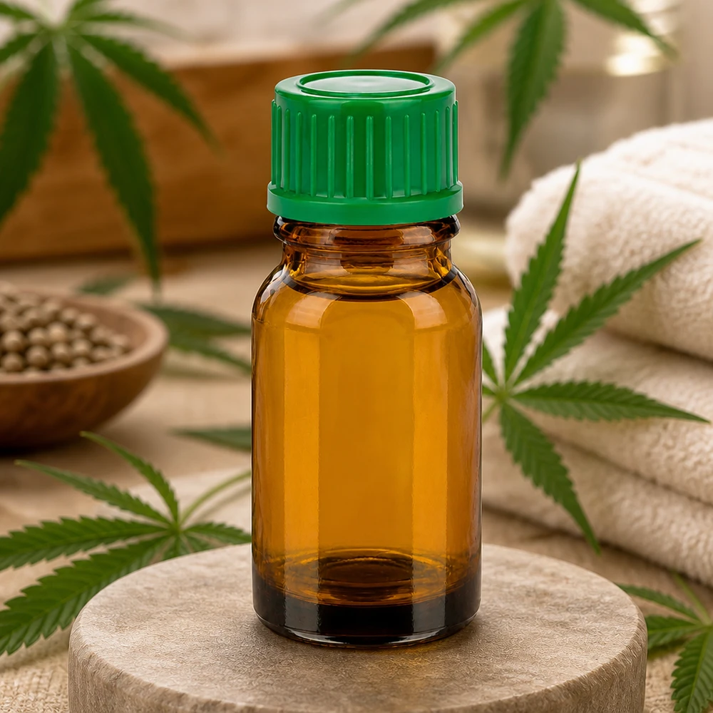 Precies doseerbaar 10ml amberkleurig glazen flesje met dichte groene schroefdop UT18/10