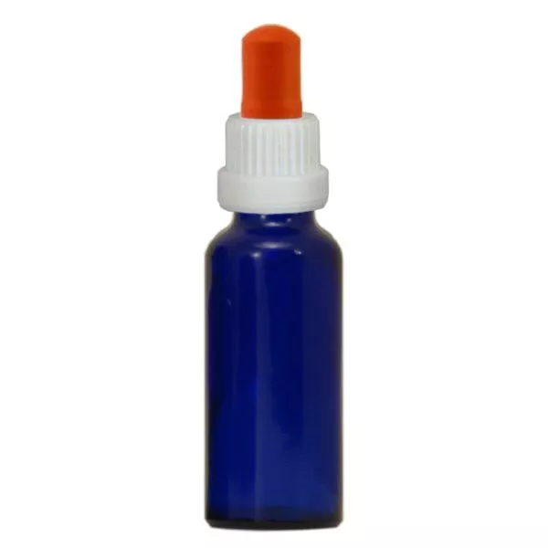 Pipetfles blauw 30ml, pipet wit/rood VR Pipetfles blauw 30ml, pipet wit/rood VR
