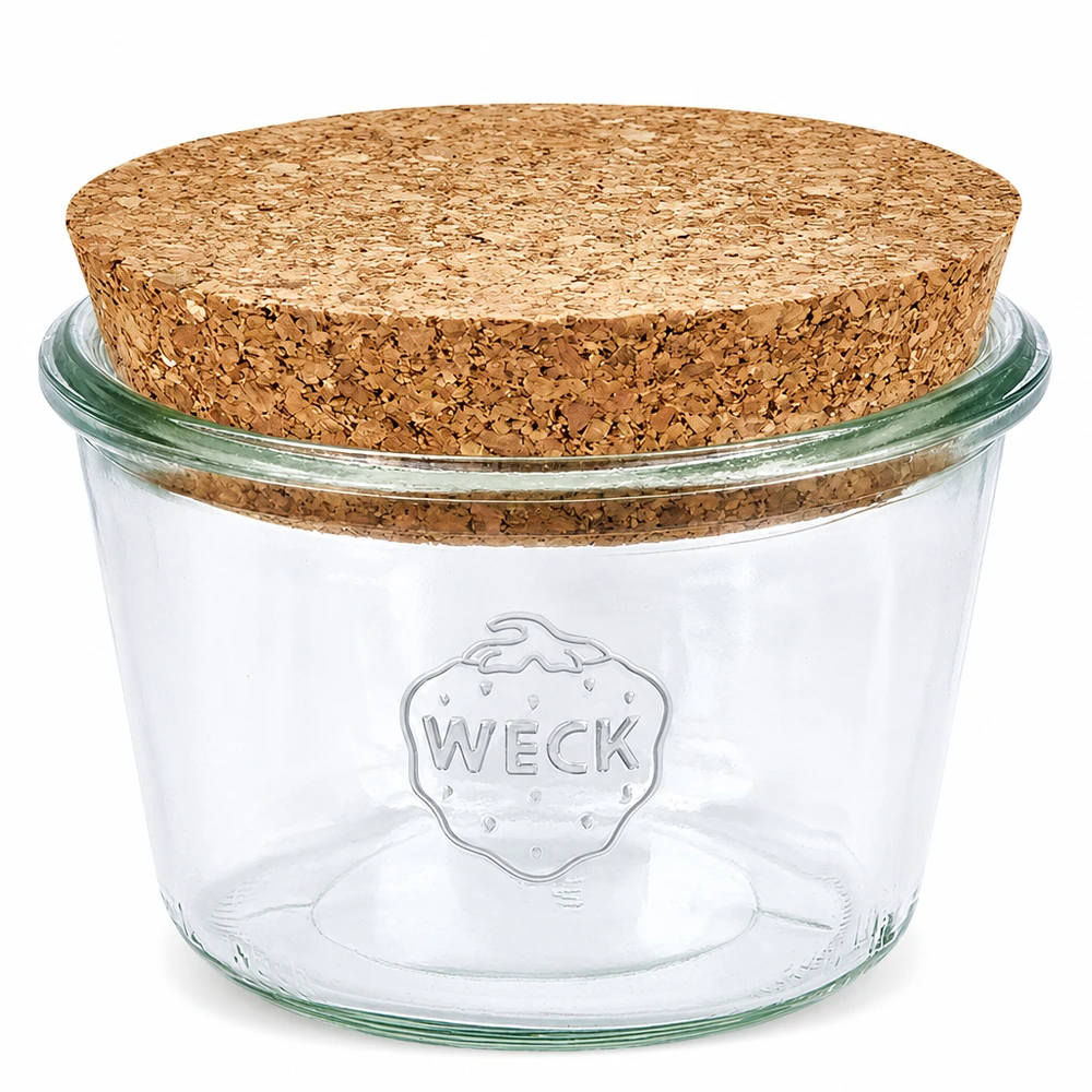 370ml stortglas WECK RR100 met kurk WECK beker 370ml RR100 met natuurlijke kurkstop Transparante inmaakpot om te bewaren