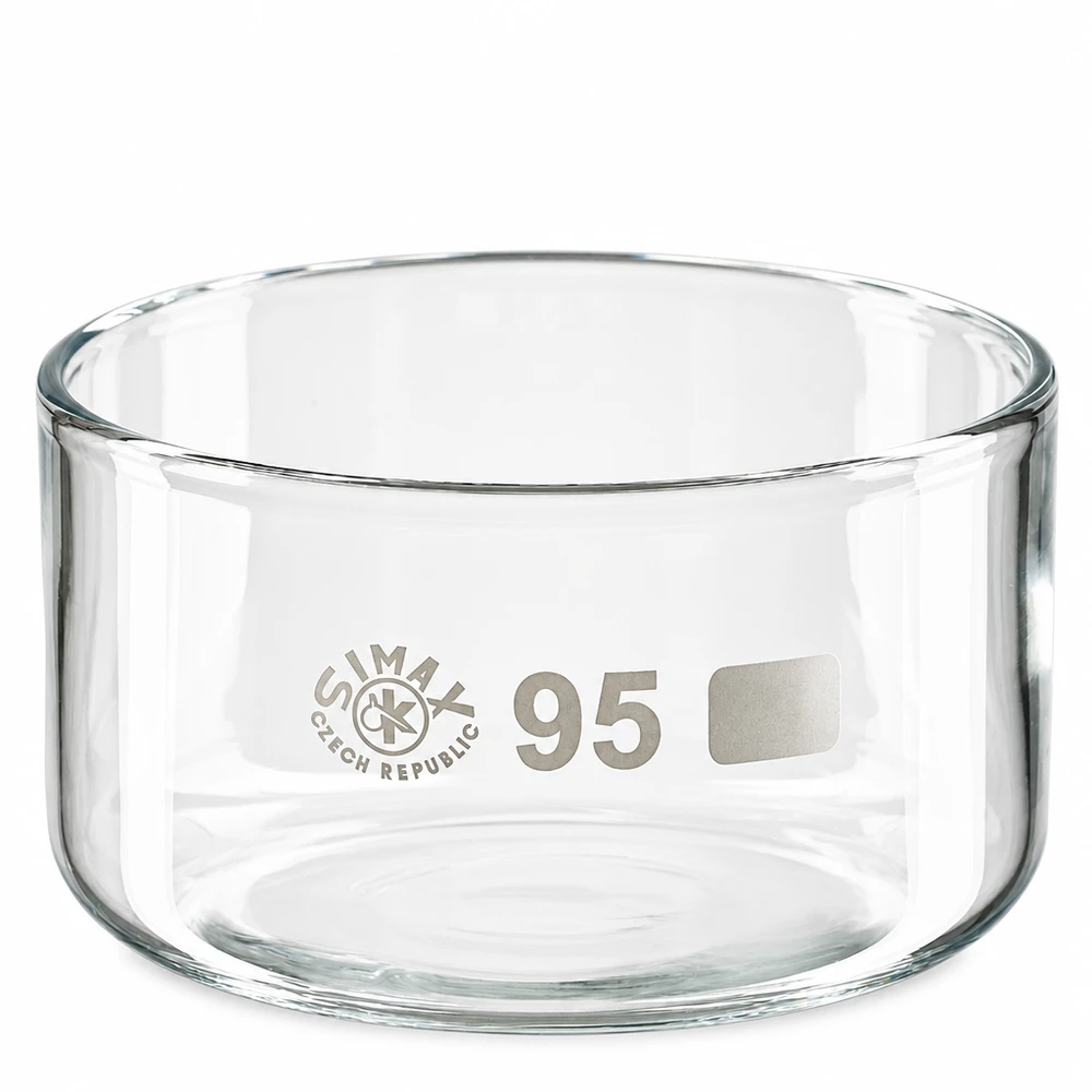 Kristalliseerschaal 300ml zonder schenktuit Simax laboratoriumglas kristallisatieschaal 300 ml, ø 95 mm, plat model, hittebestendig en transparant