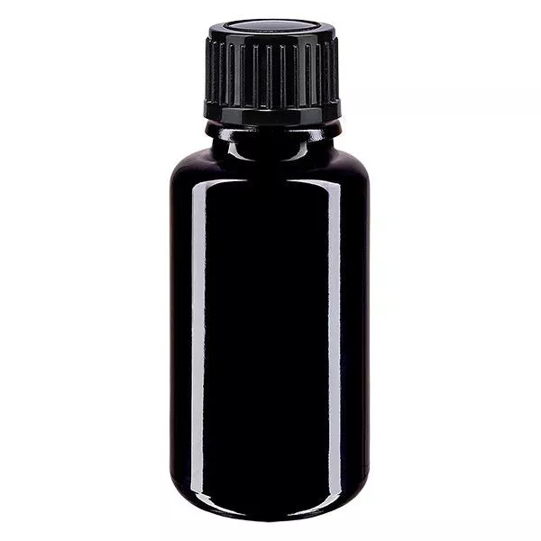 Apothekersfles viol. 20ml schroefdop zwart pc Apothekersfles viol. 20ml schroefdop zwart pc