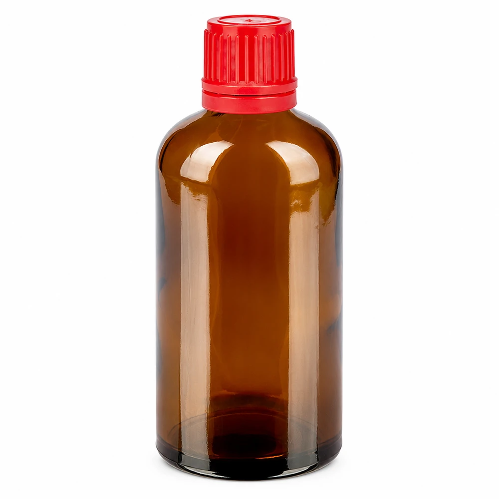 100ml fles 11mm SV rood OV BrownLine UT18/100 Fles van farmaceutisch amberglas met 11 mm hals - professionele opslag van vloeistoffen