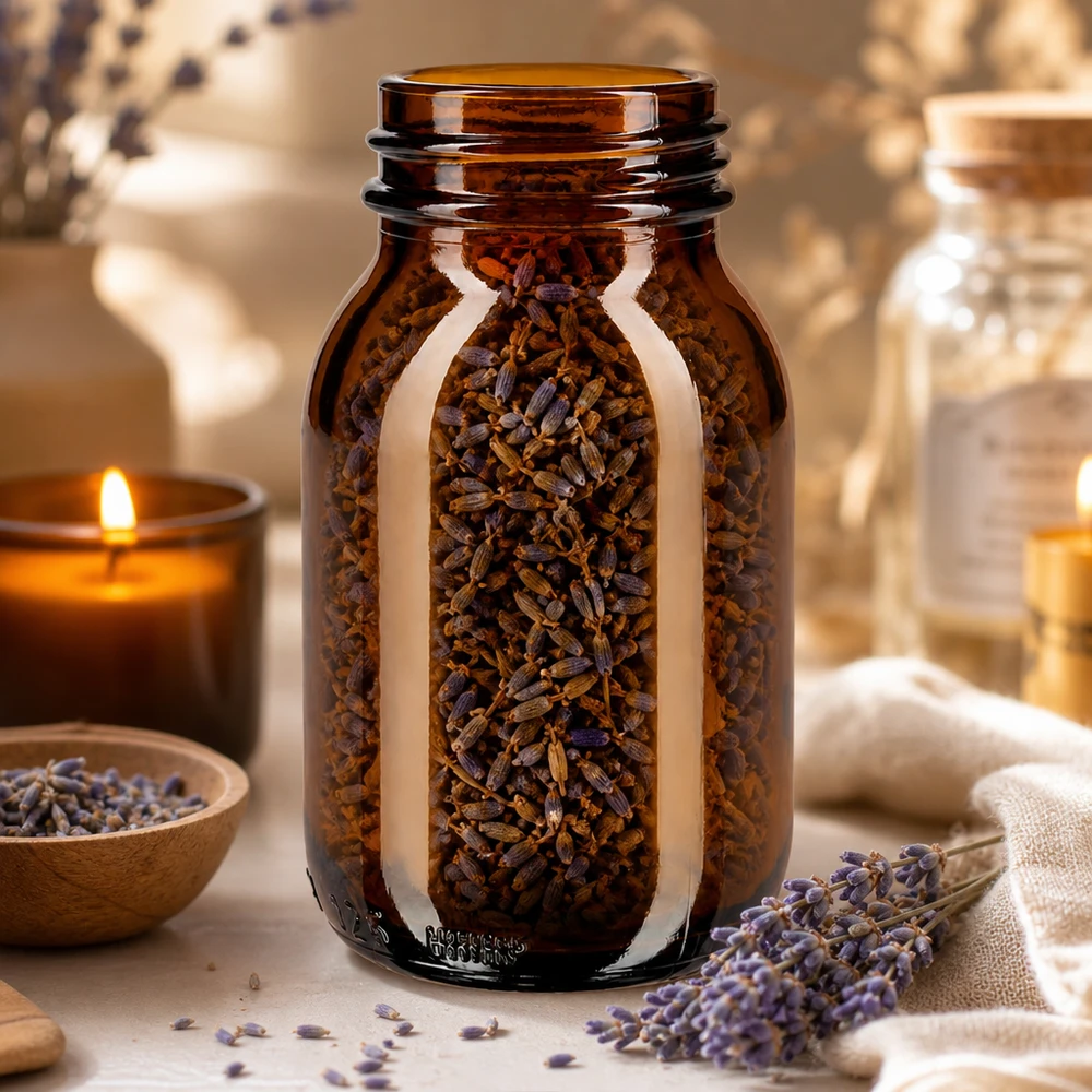 Apothekersfles 125ml van bruin glas voor het professioneel bewaren van kruiden en theeën
