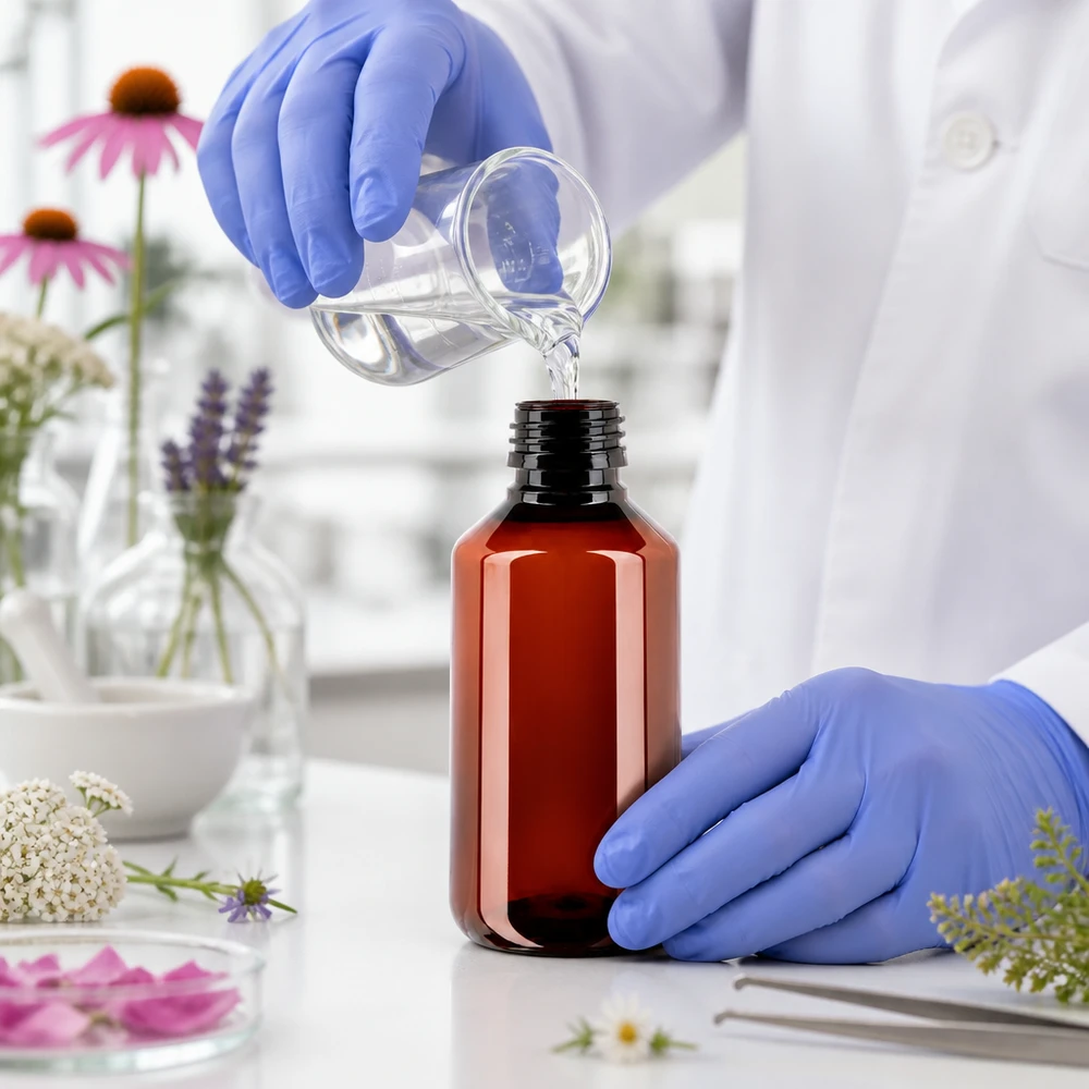 Hersluitbare medicijnfles 100 ml, bruin PET, smal, PP28-schroefdraadhals