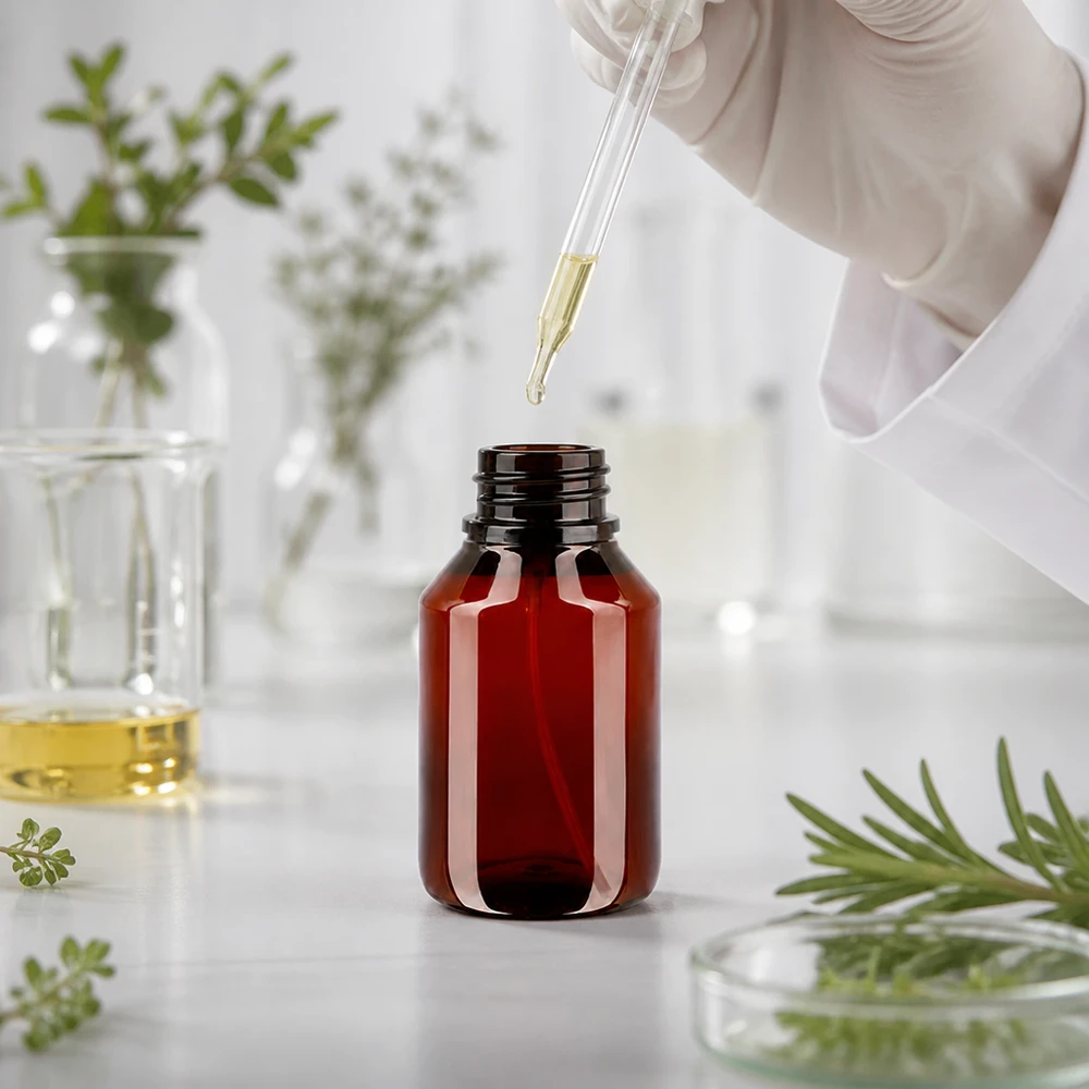 50 ml PET medicijnfles met verstuiver wit GCMI 28/410 incl. dop transparant, standaard Hygienische Kunststoff Sprühflasche 50ml weiss für Seren und Pflegeöle