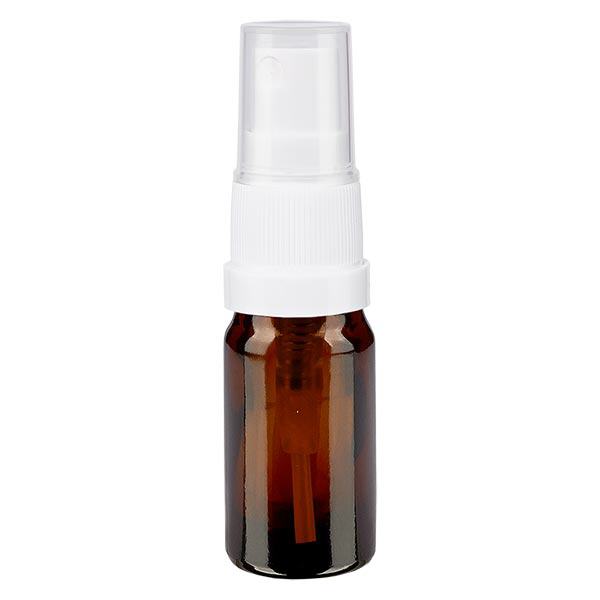 Bruin glazen flessen 5ml met wit pompverstuiver Bruin glazen flessen 5ml met wit pompverstuiver