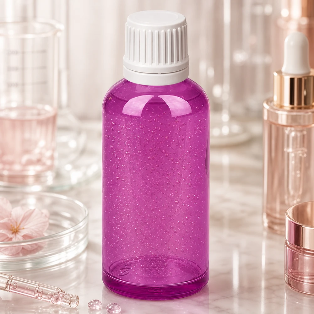 50ml druppelfles 0.7mm wit Originality schroefdop PurpleLine UT18/50 Handige paarse druppelflacon 50ml perfect voor op reis en reisformaten