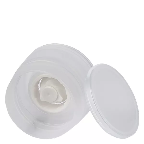 Zout/kruidenpot deksel met grove molen wit - grove acryl molen, 6-gaats schudbeker ø8mm. 41mm schroefdraad. Drukdeksel.
