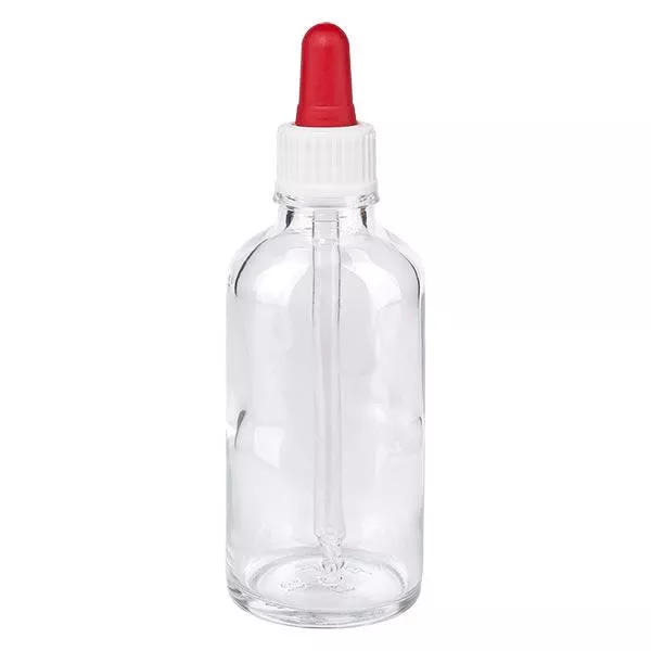 Pipetfles helder 50ml, pipet wit/rood ST Pipetfles helder 50ml, pipet wit/rood ST