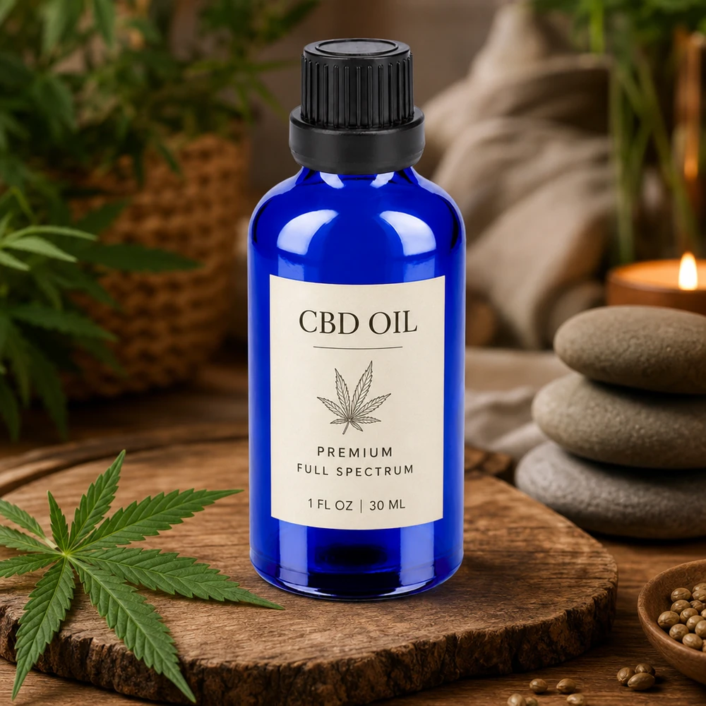 Donkerblauw getint glazen flesje van 50 ml met nauwkeurig druppelsysteem voor natuurlijke remedies en extracten